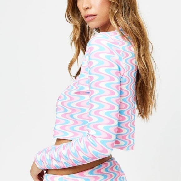 Frankie's Bikinis Cheri Terry Cardigan Sweater, Medium, New - Picture 2 of 6